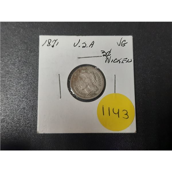 1871 USA Three Cents