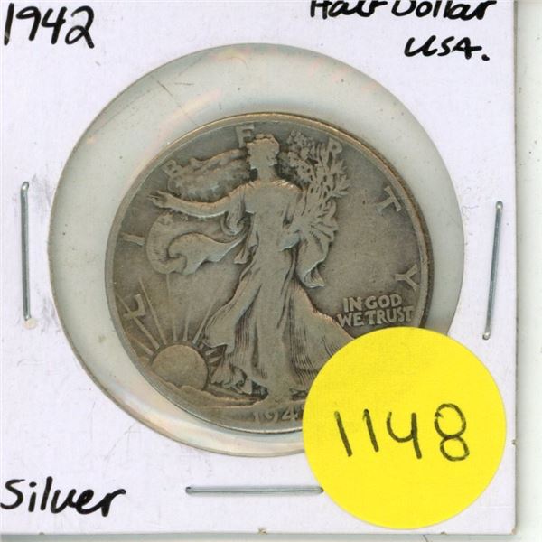 1942 USA Silver Half Dollar