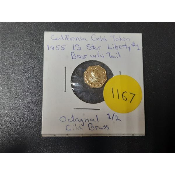 1855 California Gold Token - Brass