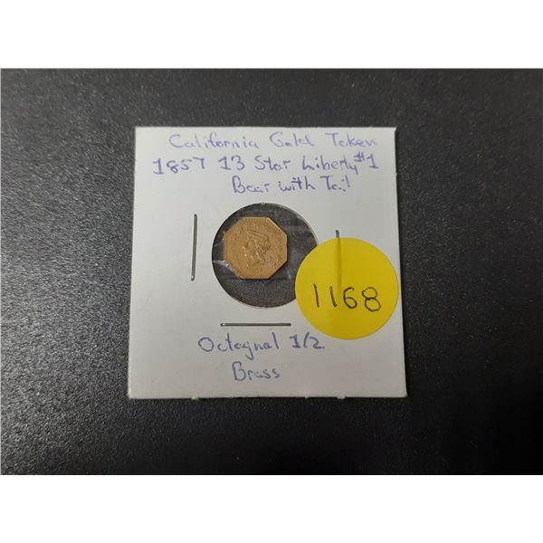 1857 California Gold Token - Brass