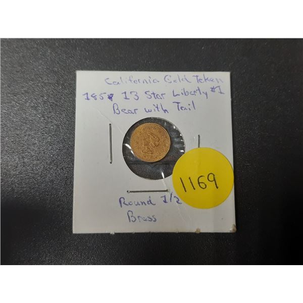 1858 California Gold Token - Brass