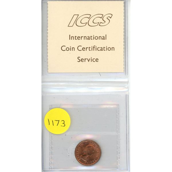 1958 Canadian One Cent - ICCS MS-64 Red