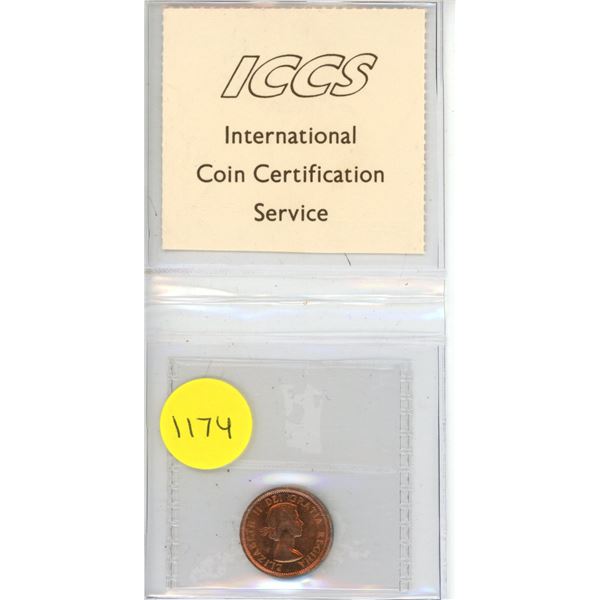 1959 Canadian One Cent - ICCS MS-64 Red
