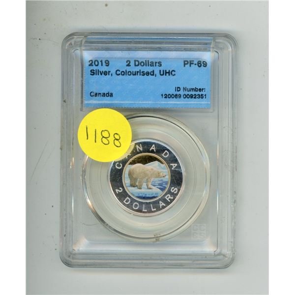2019 Canadian Two Dollars - CCCS PF-69 Silver, Colourised