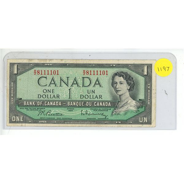 1954 Canadian One Dollar Bank Note