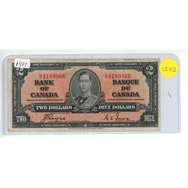 1937 Canadian Two Dollar Bank Note
