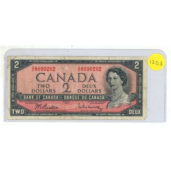 1954 Canadian Two Dollar Bank Note