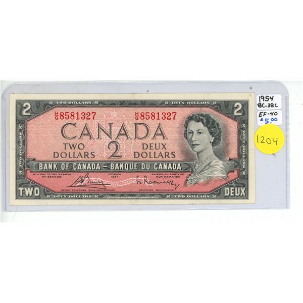 1954 Canadian Two Dollar Bank Note