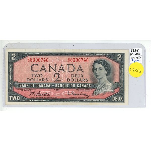 1954 Canadian Two Dollar Bank Note