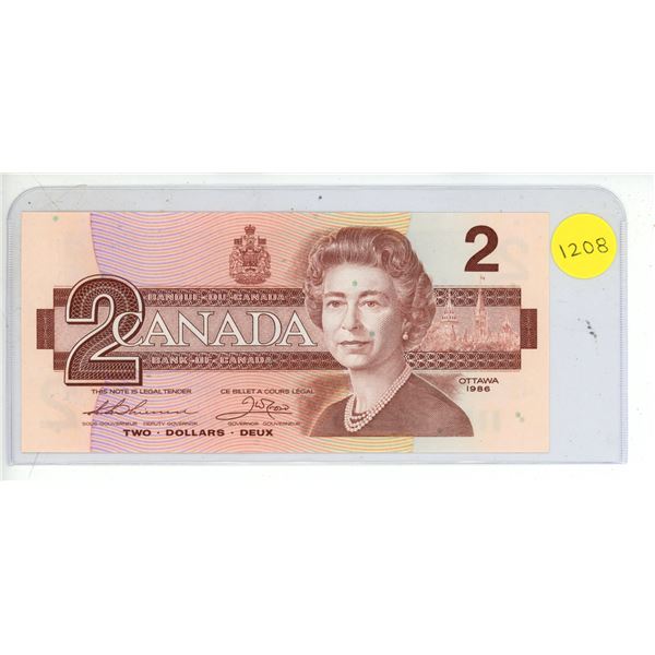 1986 Canadian Two Dollar Bank Note