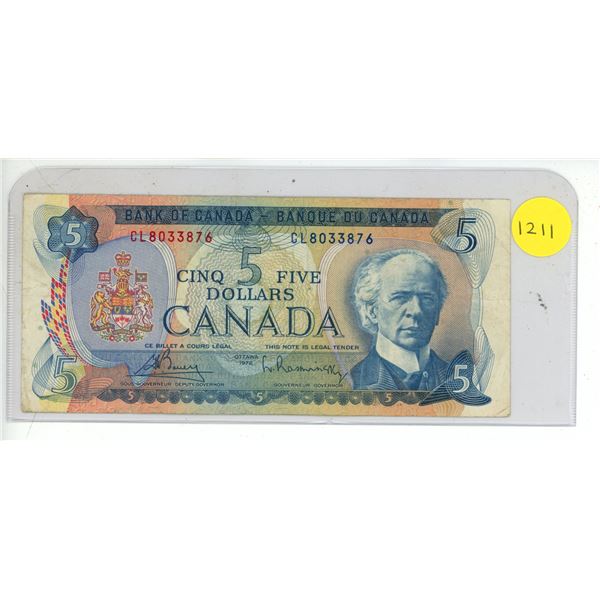 1972 Canadian Five Dollar Bank Note
