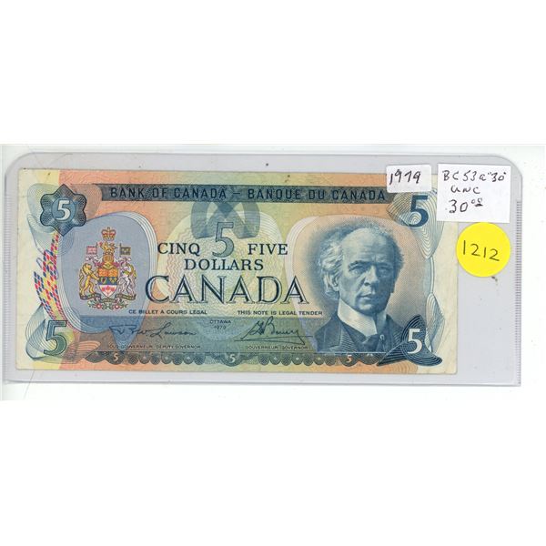 1979 Canadian Five Dollar Bank Note