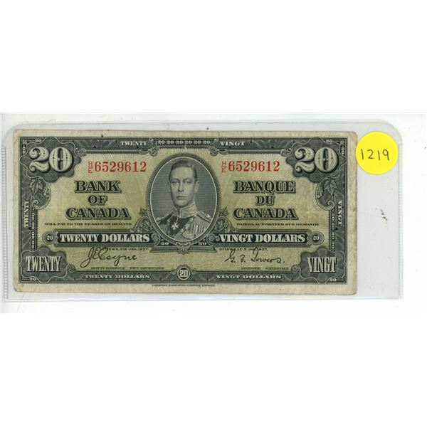 1937 Canadian Twenty Dollar Bank Note