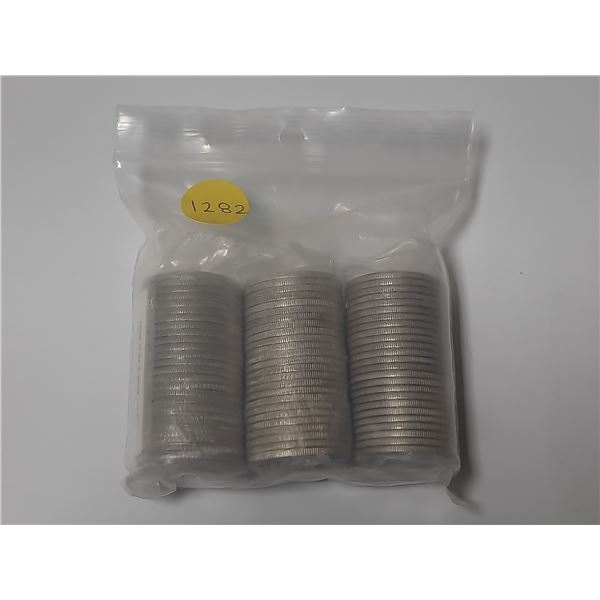 1997, 1998, 1999 Canadian Low Mintage Half Dollar Rolls 75 Unc. Coins