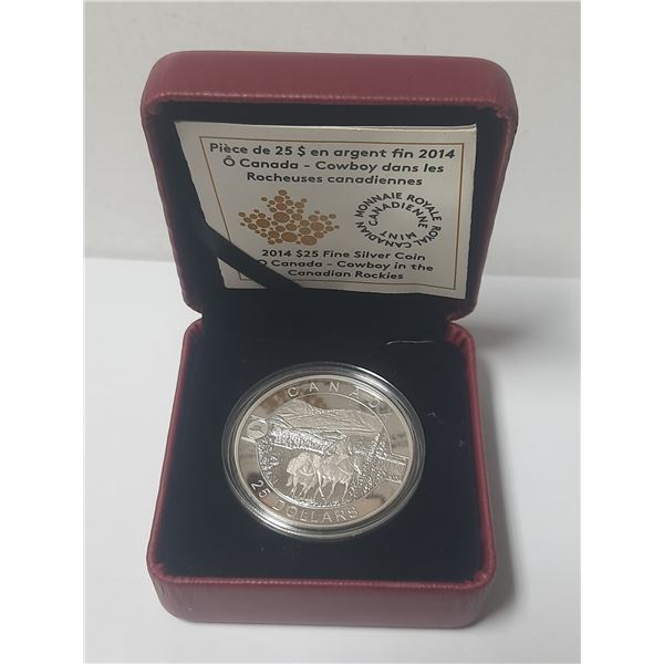 2014 Canadian Sterling Silver Twenty Five Dollar Coin - O' Canada