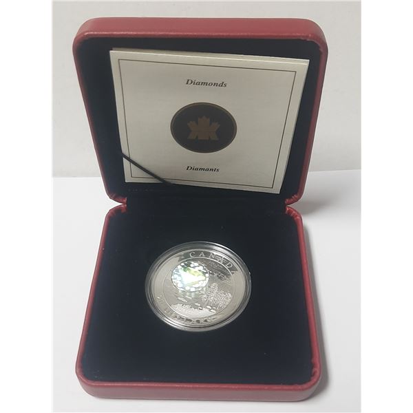 2004 Canadian Sterling Silver Twenty Dollar Hologram Coin - Diamonds