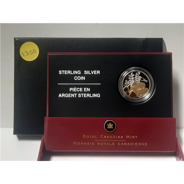 2005 Canadian Sterling Silver Fifty Cent Coin - Golden Rose