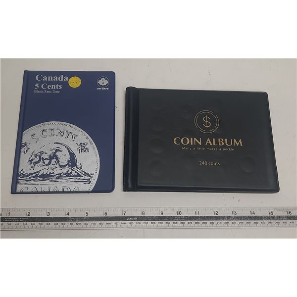 Canada 5 Cents Empty Blue Book and Black Empty Coin Album.