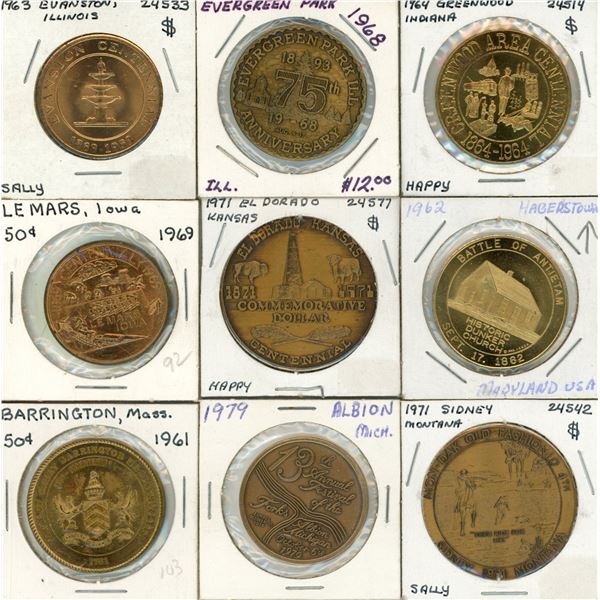 Lot of U.S.A. Tokens. (Total 9)