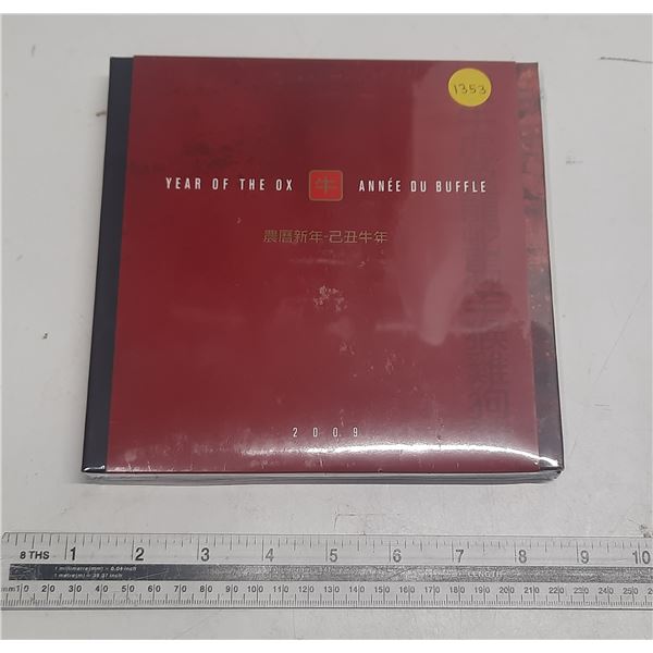 2009 Year Of The Ox Stamp And Coin Set - Sterling Silver Coin With Gold Plated Cameo