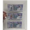 Image 2 : 2018 UNC. 3 Canadian Ten Dollar Banknotes In Series UNC.