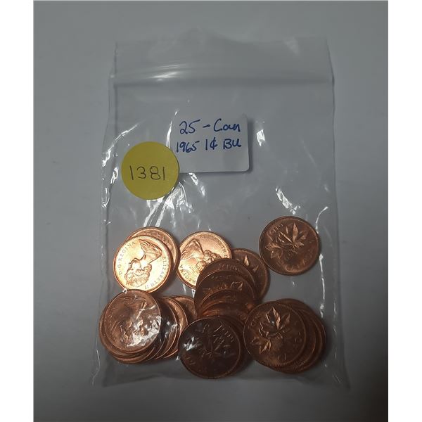 1965 Bag Of 25 BU Canadian One Cent