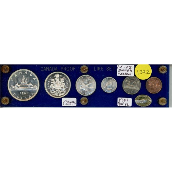 1961 Canadian Silver Proof-like (PL) Coin Set.
