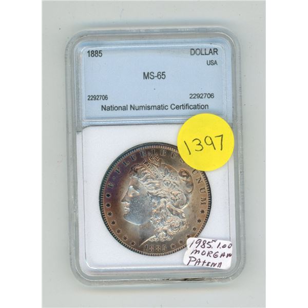 1885 U.S.A One Dollar MS-65 - NNC Graded.