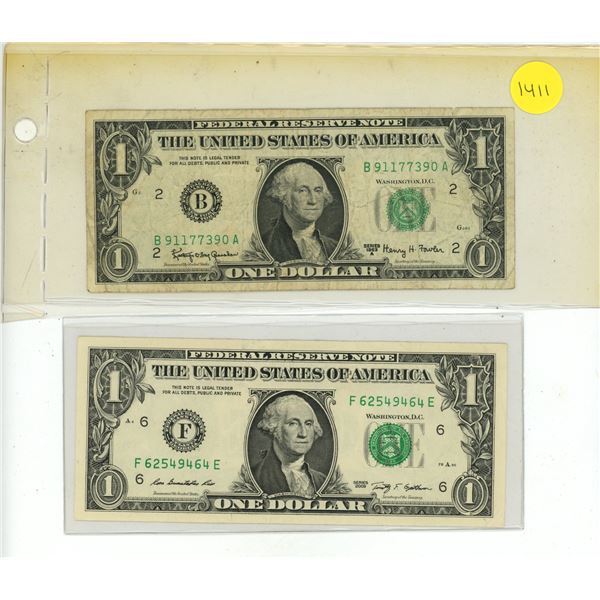 1963 A  and 2009 U.S.A One Dollars.