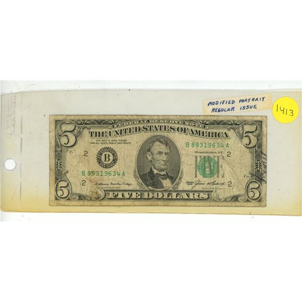 1985 U.S.A. Five Dollar.