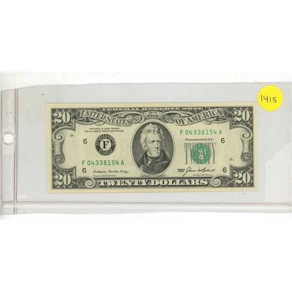 1985 U.S.A. Twenty Dollar.