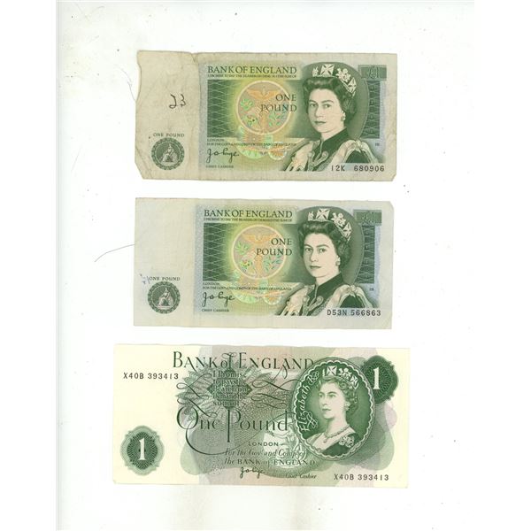 (3) Bank of England One Pound Banknote,