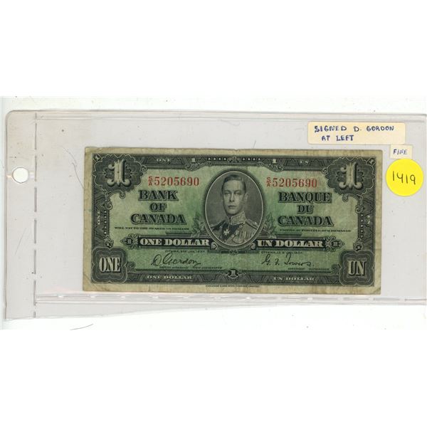 1937 Bank of Canada One Dollar.