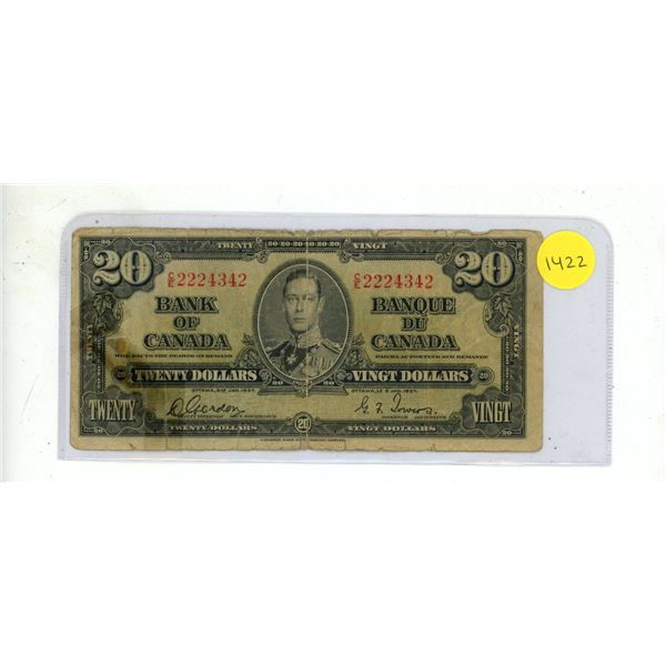 1937 Bank of Canada Twenty Dollar.