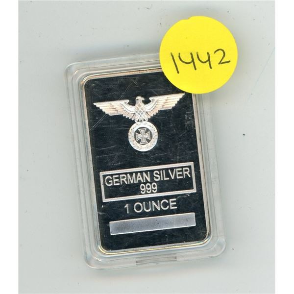 German Silver 999 1 Ounce Bar.