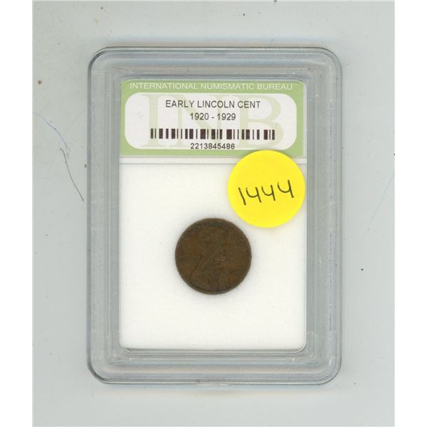 Early Lincoln Cent 1920-1929 - INB Graded.