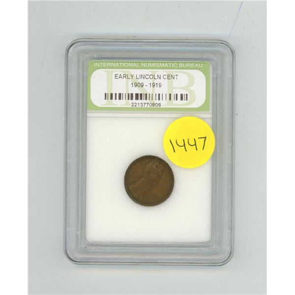 Early Lincoln Cent 1909-1919 - INB Graded.