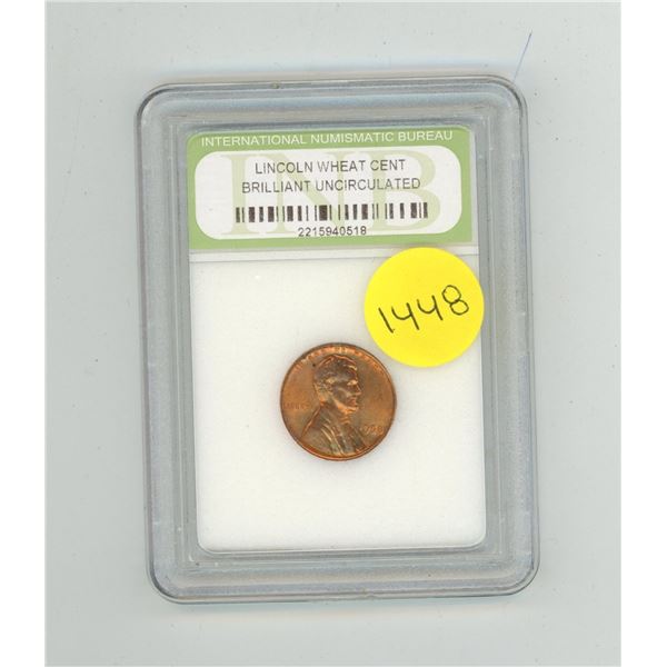 Lincoln Wheat Cent Brilliant Uncirculated - INB Graded.