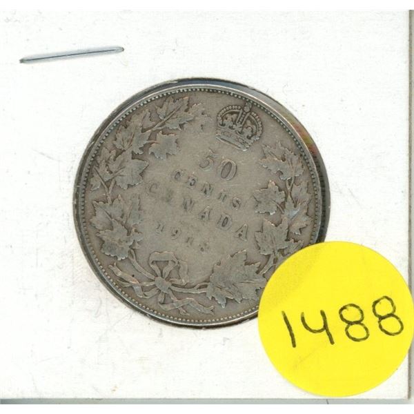 1918 Canada Silver 50 Cents Coin.
