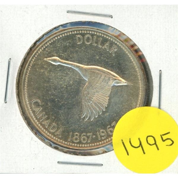 1967 Canada Silver One Dollar Coin.
