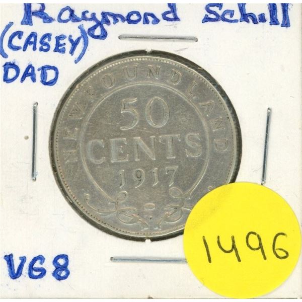 1917 New Foundland 50 Cents Coin.