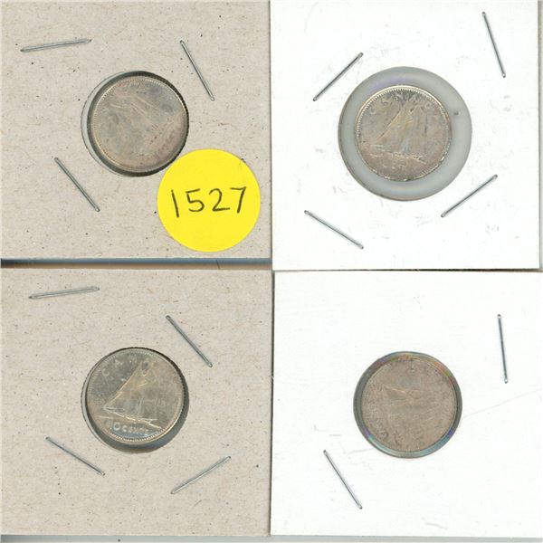 (4) 1964 Canada Silver 10 Cents.