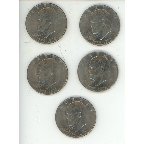 (5) 1976 U.S.A. One Dollar Coins.