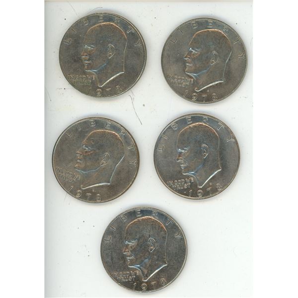 (5) 1978 U.S.A. One Dollar Coins.
