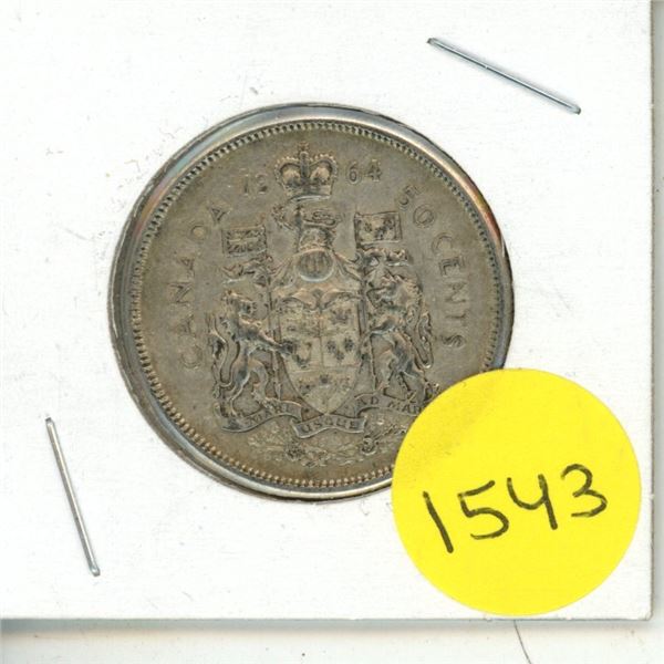 1964 Canada Silver 50 Cents Coin.