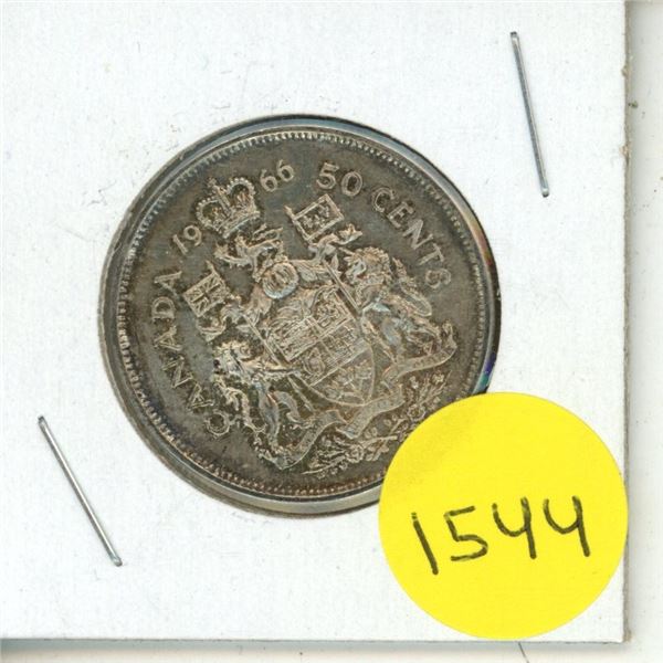 1966 Canada Silver 50 Cents Coin.