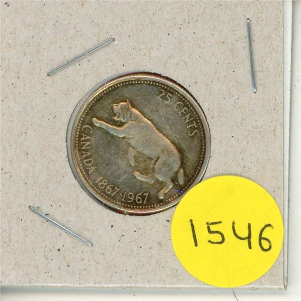 1967 Canada Silver 25 Cents Coin.