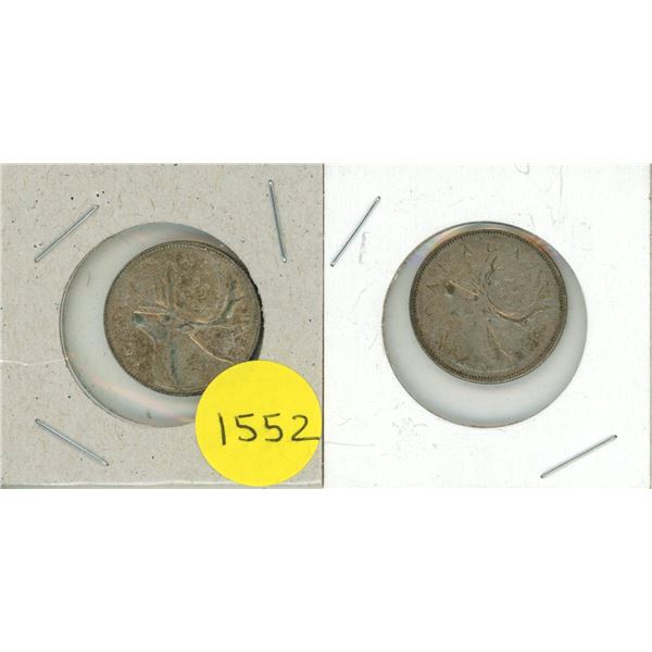 1952 and 1968 Canada Silver 25 Cents Coin.
