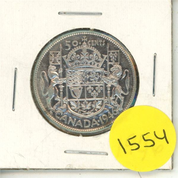 1946 Canada Silver 50 Cents Coin.