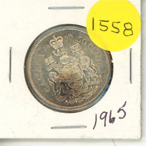 1965 Canada Silver 50 Cents Coin.